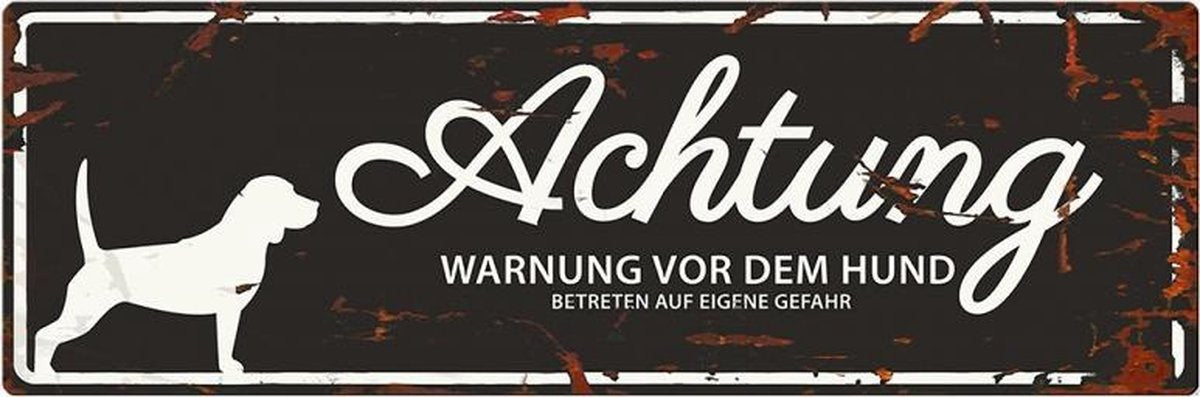 D&D Waakbord / Warning sign beagle de Zwart 40x14cm