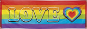 Polyester banner rainbow 'love' - size: 74x220cm