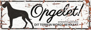 D&D Waakbord / Warning sign danish dog n Wit 40x14cm