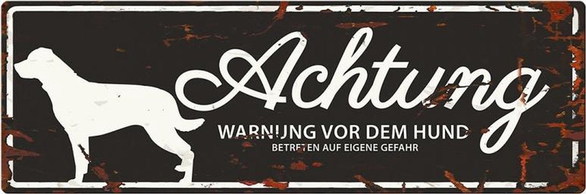 D&D Waakbord / Warning sign rottweiler de Zwart 40x14cm