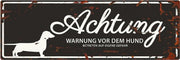 D&D Waakbord / Warning sign dachshund de Zwart 40x14cm