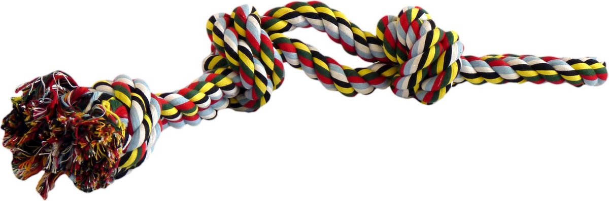 Katoen flossy speelgoed dubbel 3 knopen 600gr 60cm