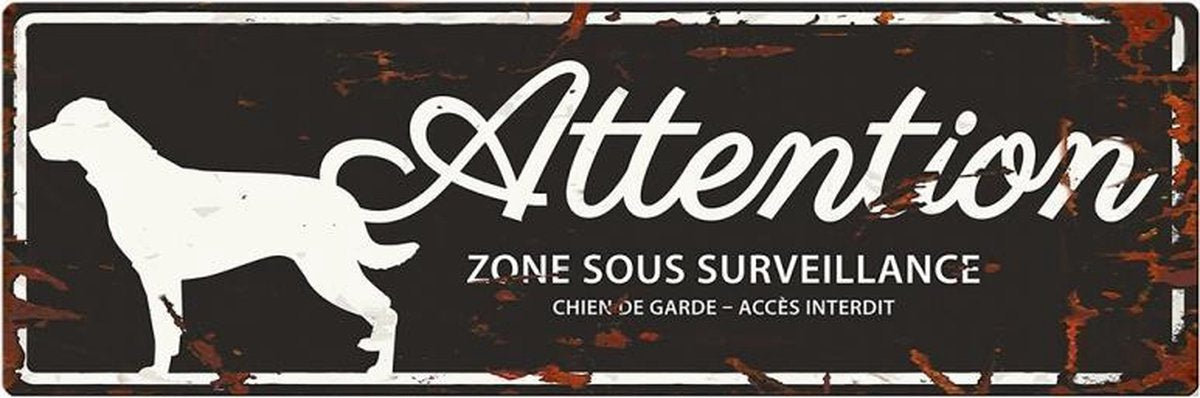 D&D Waakbord / Warning sign rottweiler f Zwart 40x14cm