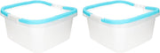 Set van 2x stuks handige teilen / afwasteilen met handvat - 13 liter - licht blauw - afwasbak
