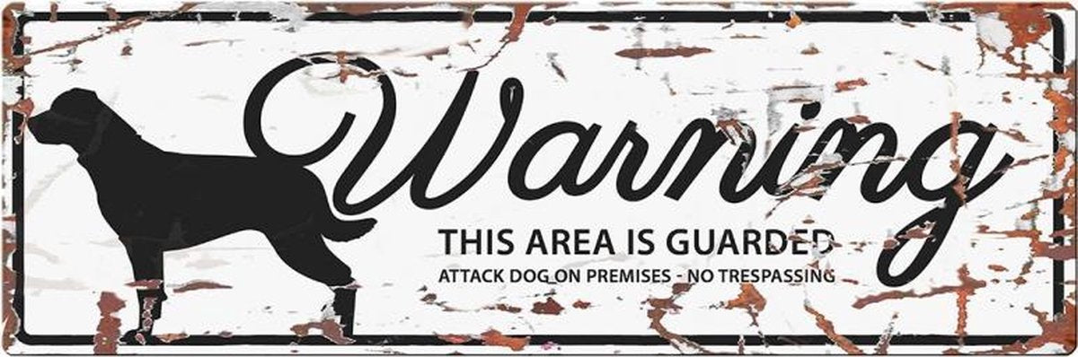 D&D Waakbord / Warning sign rottweiler gb Wit 40x14cm