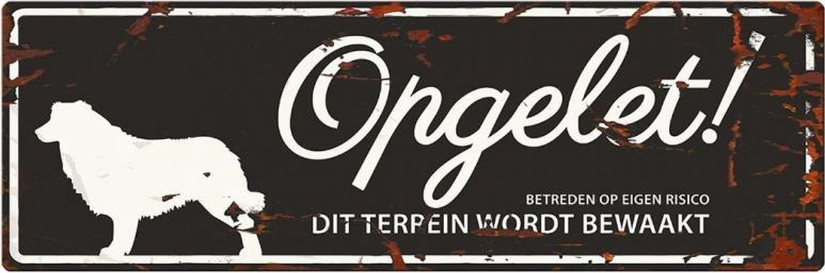 D&D Waakbord / Warning sign collie n Zwart 40x14cm