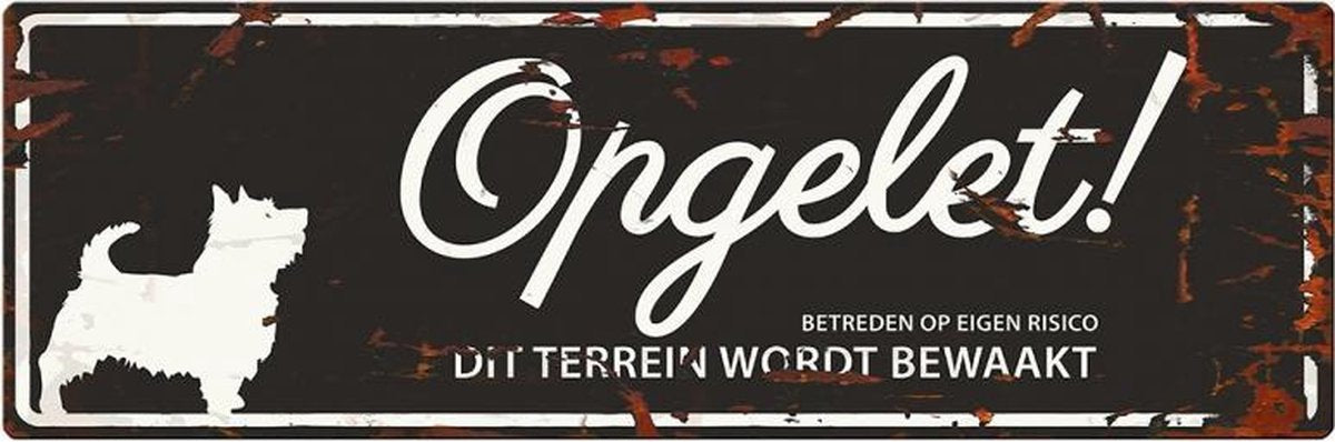 D&D Waakbord / Warning sign terrier n Zwart 40x14cm