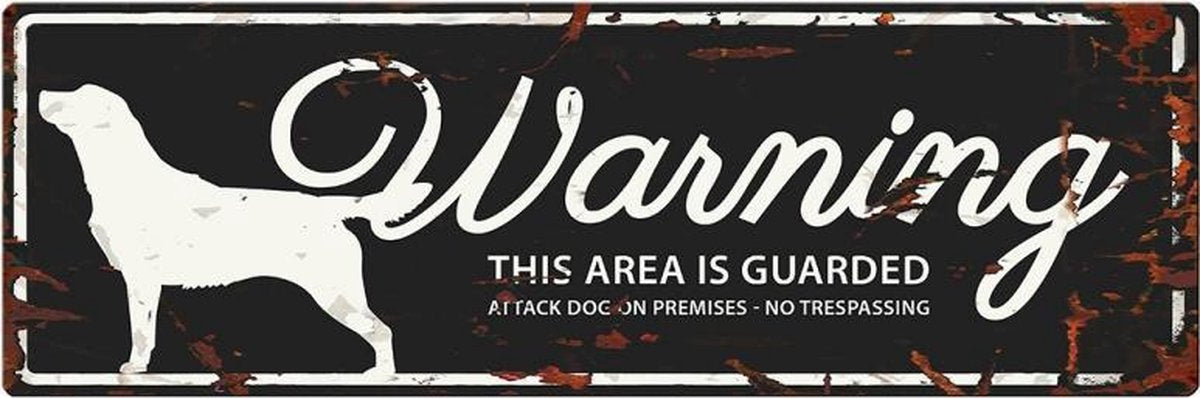 D&D Waakbord / Warning sign retriever gb Zwart 40x14cm
