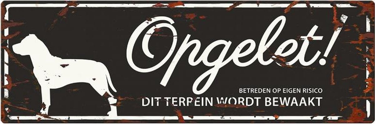 D&D Waakbord / Warning sign stafford n Zwart 40x14cm