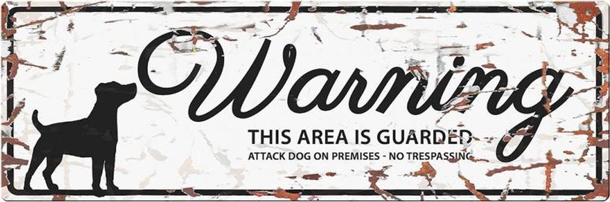 D&D Waakbord / Warning sign jack russel gb Wit 40x14cm