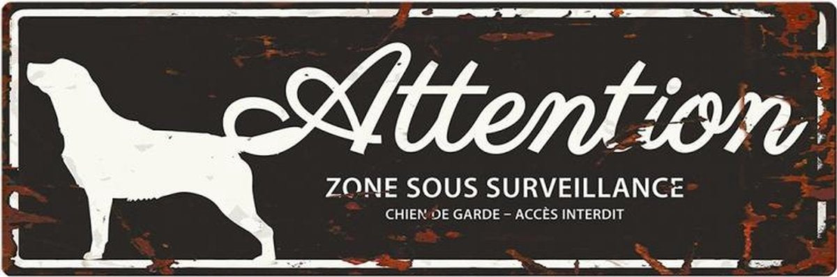 D&D Waakbord / Warning sign retriever f Zwart 40x14cm