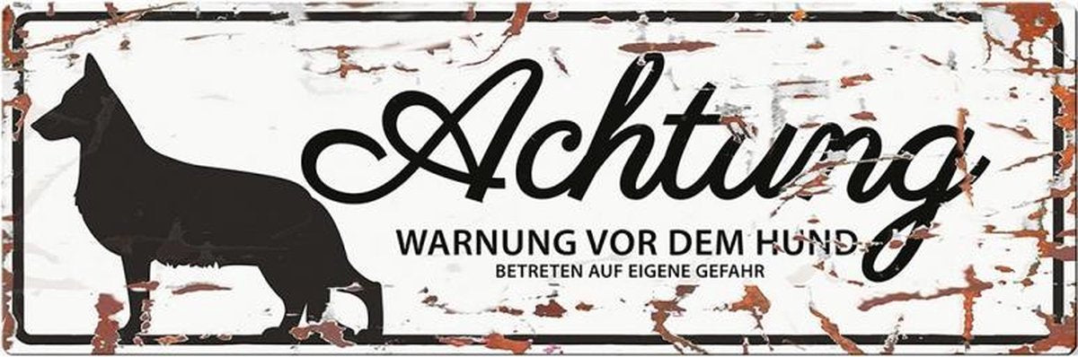 D&D Waakbord / Warning sign german shepherd de Wit 40x14cm
