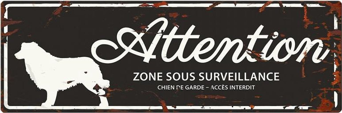 D&D Waakbord / Warning sign collie f Zwart 40x14cm
