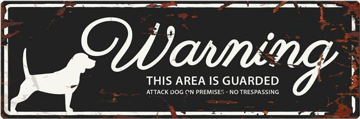 D&D Waakbord / Warning sign beagle gb Zwart 40x14cm