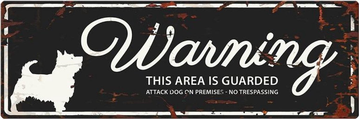 D&D Waakbord / Warning sign terrier gb Zwart 40x14cm