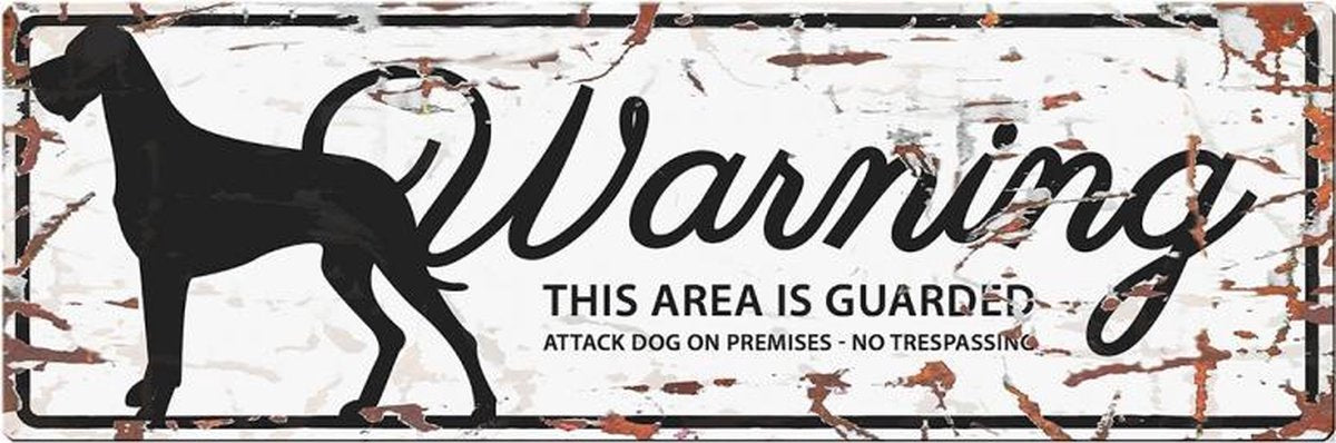 D&D Waakbord / Warning sign danish dog gb Wit 40x14cm