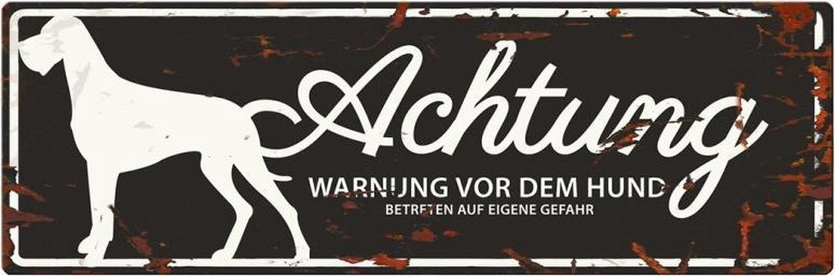 D&D Waakbord / Warning sign danish dog de Zwart 40x14cm