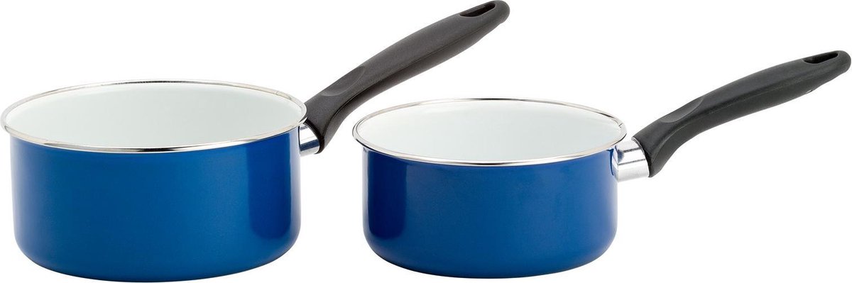 Lite-Body – Magnus 2 delige steelpannenset - Ø16 CM en Ø18 CM - Blauw Wit
