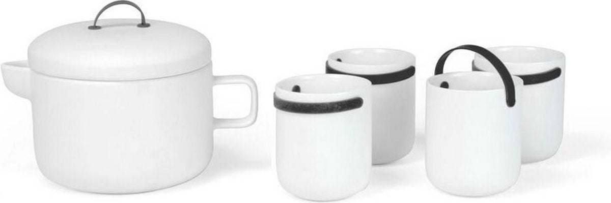 Cookut Keuken Promenade Theepot Met Theezeef En 4 Theebekers Zwart