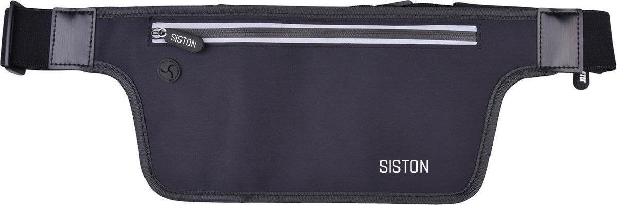 Siston Sport Heuptas voor Dames & Heren - Hardloop Heupband voor iPhone & Samsung - 2 Opbergvakken - Verstelbaar - Running Belt - Zwart