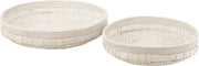 J-Line Set Van 2 Schalen Rond Rotan Wit