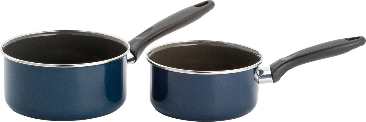 Lite-Body -  Magnus 2 delige steelpannenset - Ø16 CM en Ø18 CM  - Emaille - Blauw - Inductie
