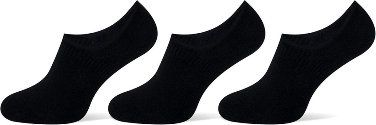 Invisible sneakersokken per 3 paar - Zwart - Maat 36/42