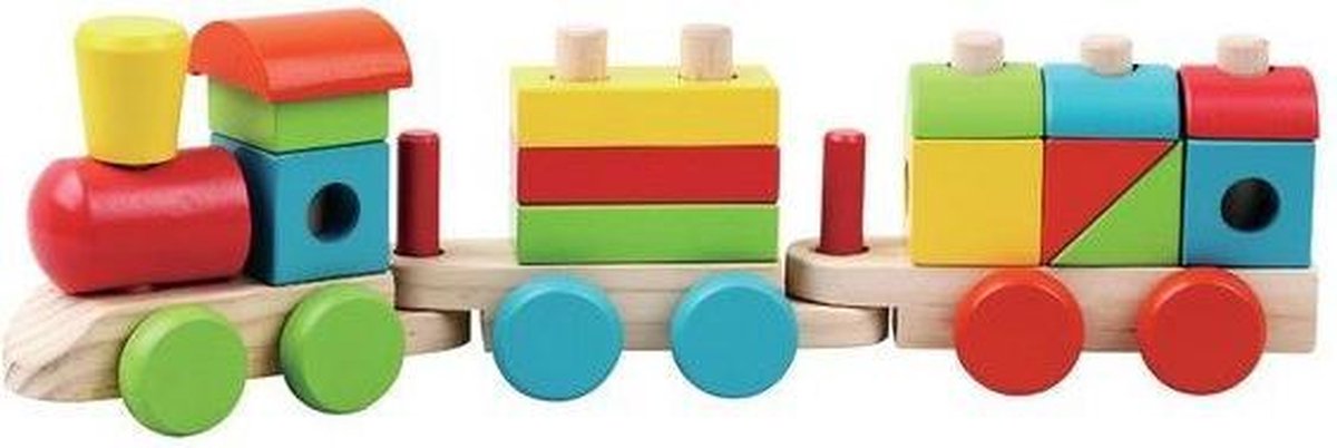 Jumini Houten Blokken Trein 18-delig