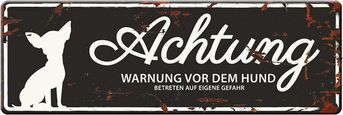 D&D Waakbord / Warning sign mini chihuahua de Zwart 12x4cm