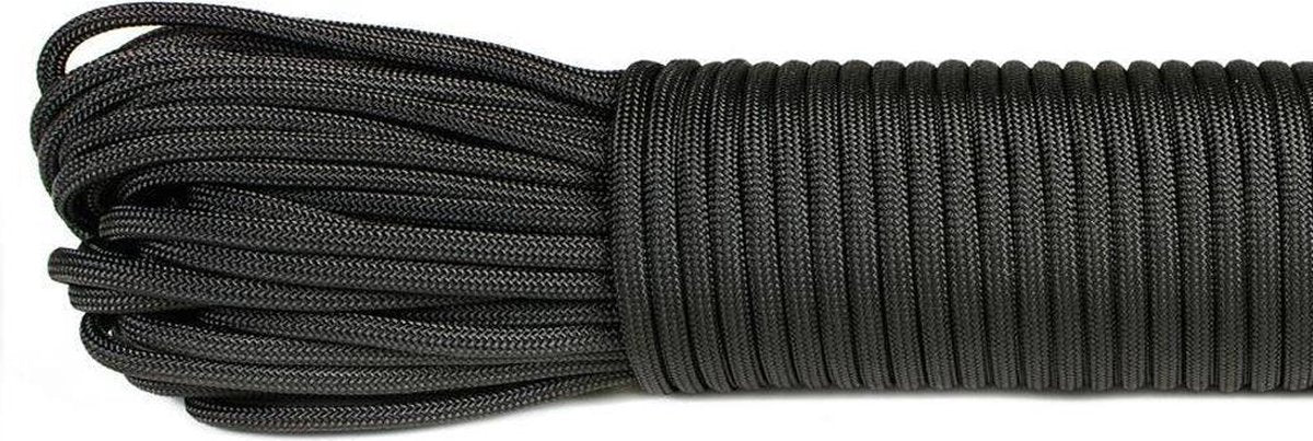 Paracord Touw - 3mm - 15 meter - Zwart - Vismagneet Touw - 125kg trekkracht