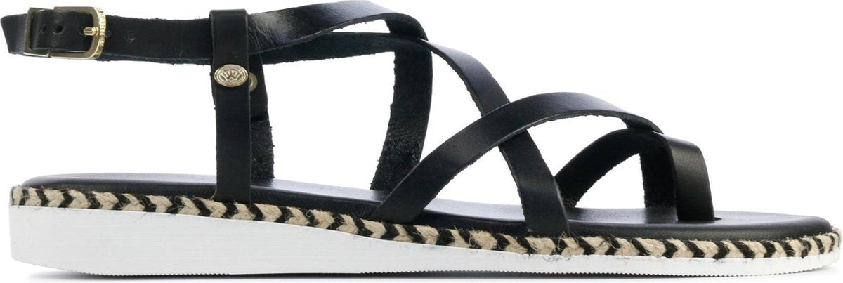 Fred de la Bretoniere Vrouwen Leren  Sandalen / Damesschoenen 170010157 - Zwart - Maat 38