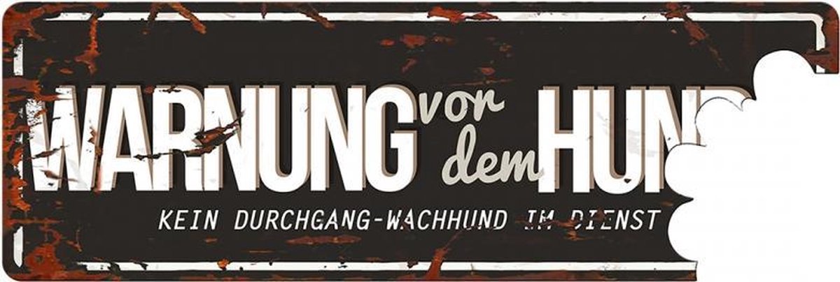 D&D Waakbord / Warning beware of the dog de Zwart/grijs 40x14cm