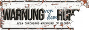 D&D Waakbord / Warning beware of the dog de Wit/blauw 40x14cm