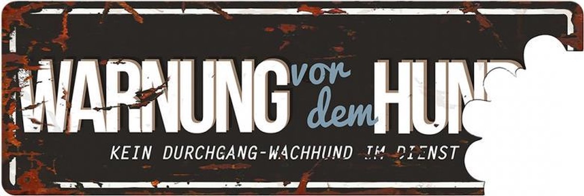 D&D Waakbord / Warning beware of the dog de Zwart/blauw 40x14cm
