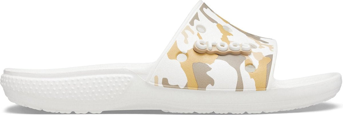 Crocs Slippers - Maat 41/42 - Unisex - wit - bruin - beige (camouflageprint)