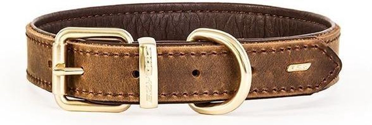 Oxford Leren Hondenhalsband - Classic - Small Bruin