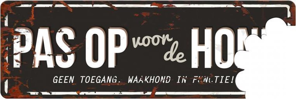 D&D Waakbord / Warning beware of the dog n Zwart/grijs 40x14cm