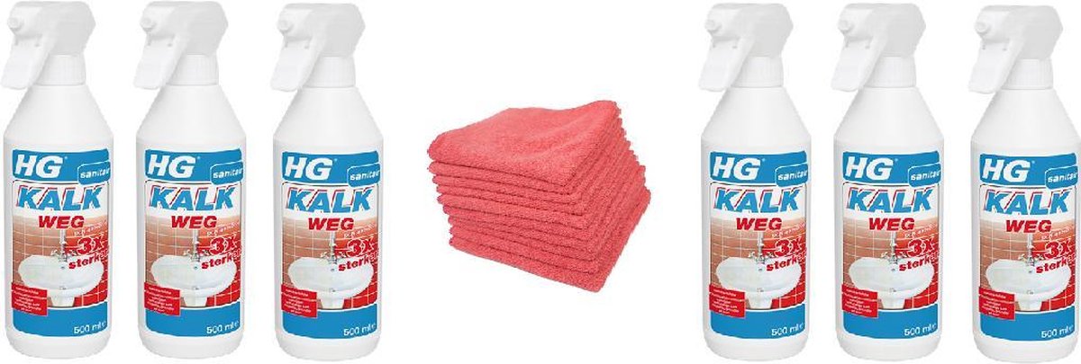 HG kalkweg schuimspray 3x sterker Doos 6 Stuks+ 10 Microvezeldoeken
