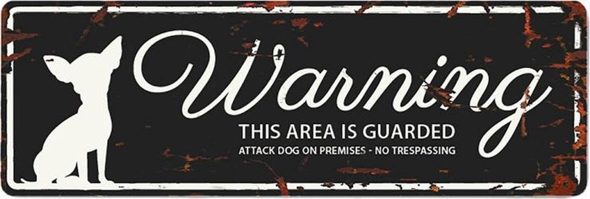 D&D Waakbord / Warning sign mini chihuahua gb Zwart 12x4cm
