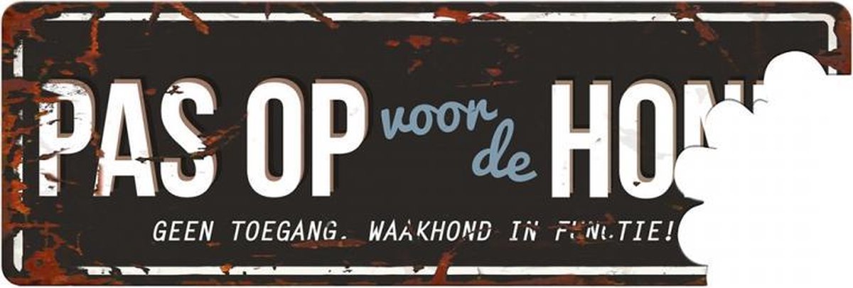 D&D Waakbord / Warning beware of the dog n Zwart/blauw 40x14cm