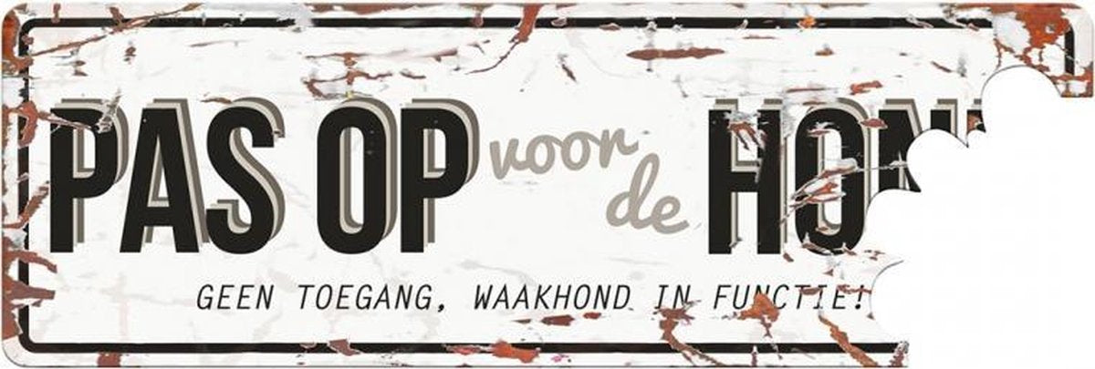 D&D Waakbord / Warning beware of the dog n Wit/grijs 40x14cm