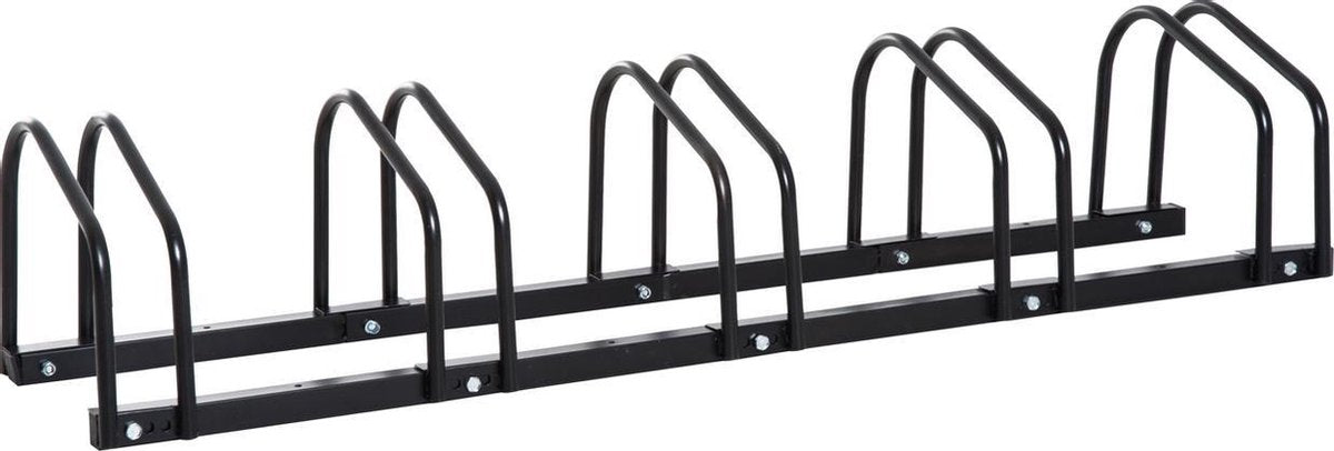 Fietsenrek - Fietsrek -Fietsstandaard - Voor 5 fietsen - Muurmontage mogelijk - 130 x 33 x 27 cm - Zwart