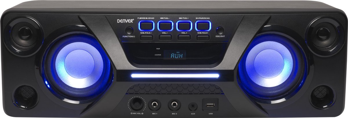 Denver BTB-410 - Draagbare Bluetooth speaker met discolichten - Zwart