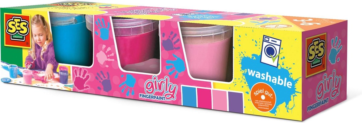 Vingerverf glimmer 4 kleuren