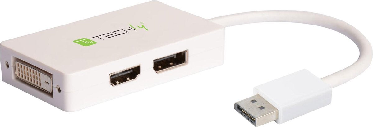 Techly IADAP DP-COMBOF3 DisplayPort DisplayPort + DVI + HDMI Wit video kabel adapter