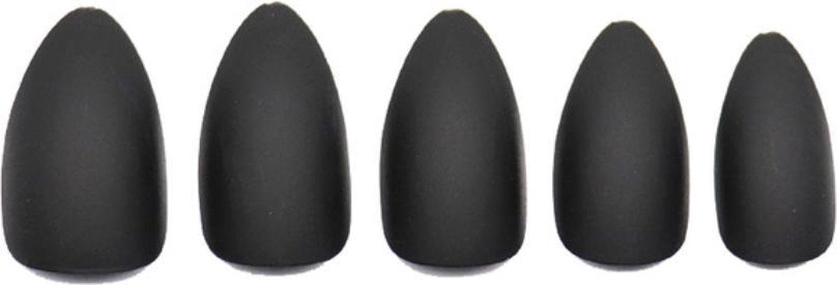 WiseGoods Stiletto Nageltips - Acryl Nagels Nail Tips - Nepnagels Matte - Exclusief Lijm - 24 Stuks - Zwart / Mat