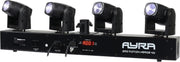 De vier compacte moving heads op de Ayra ERO Motion Heads 4W geven strakke
