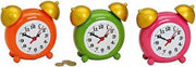 Roze wekker spaarpot 16 cm