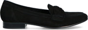 Manfield - Dames - Zwarte leren loafers met gevlochten band - Maat 38