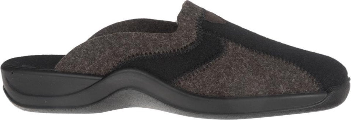 2743-90 bruin+zwart stof slipper